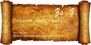 Zsizsek Györgyi névjegykártya